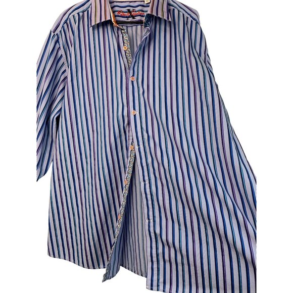 Robert Graham X Edition Men's Striped Button Sport Shirt Cotton LS 2XL 7426 EUC - Picture 7 of 10